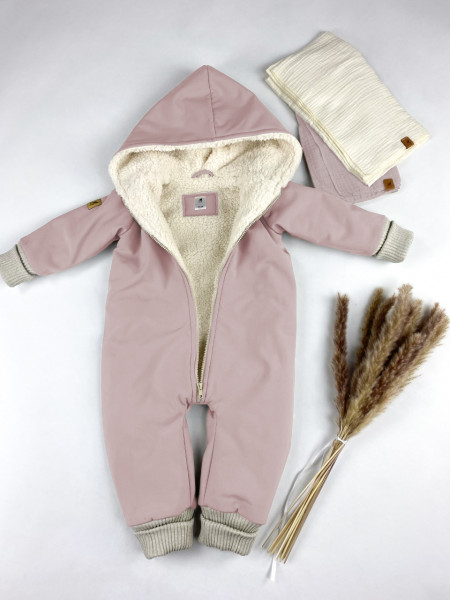 Overall rosa aus Softshell mit Teddyfell Fütterung