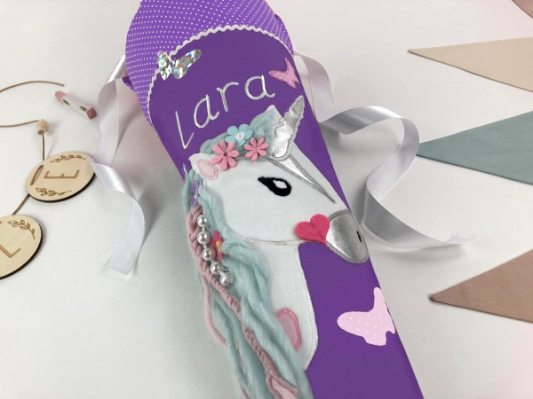 Schultüte Einhorn lila