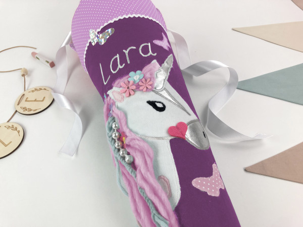 Schultüte Einhorn lila/ flieder