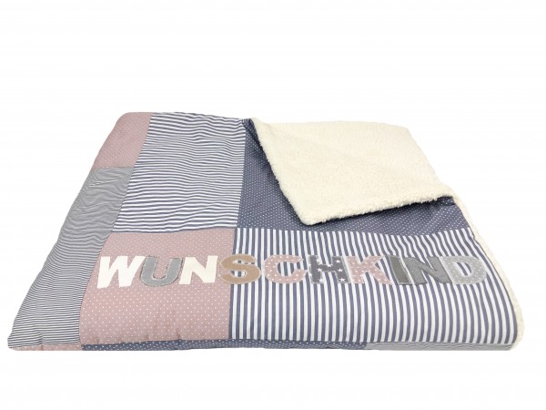 Kuscheldecke grau/altrosa Pünktchen ab XL