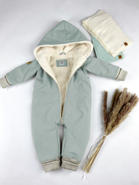 Overall mint aus Softshell mit Teddyfell Fütterung