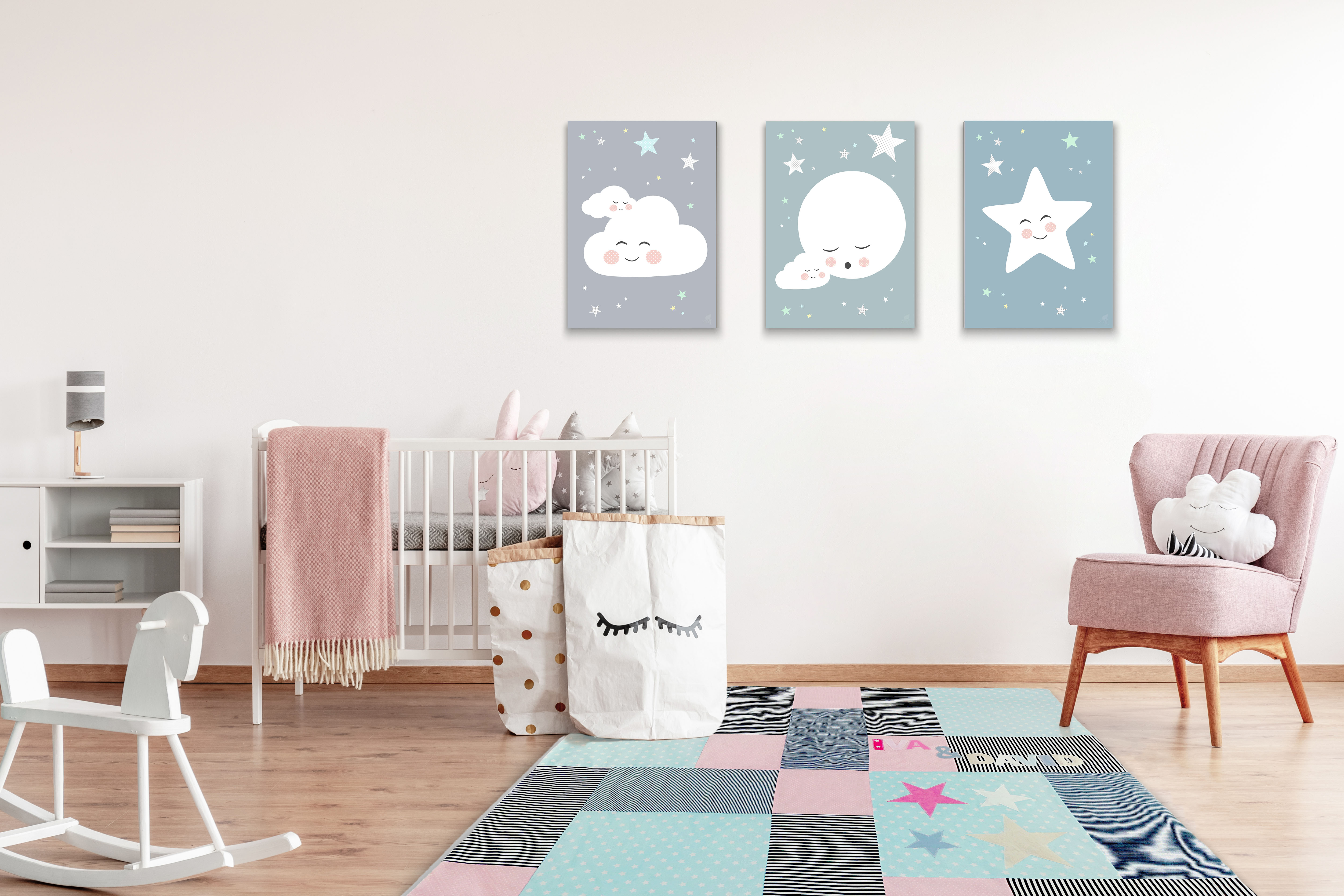 Bilder für Kinderzimmer zum Ausdrucken Mond, Wolke, Stern Ztoff.de