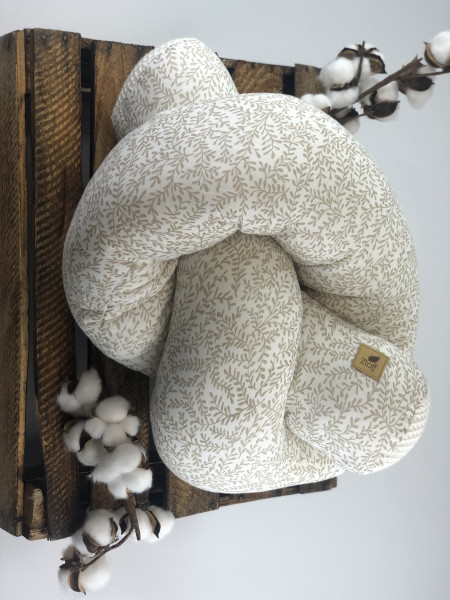 Bettschlange Baumwolle beige mit Blumenprint