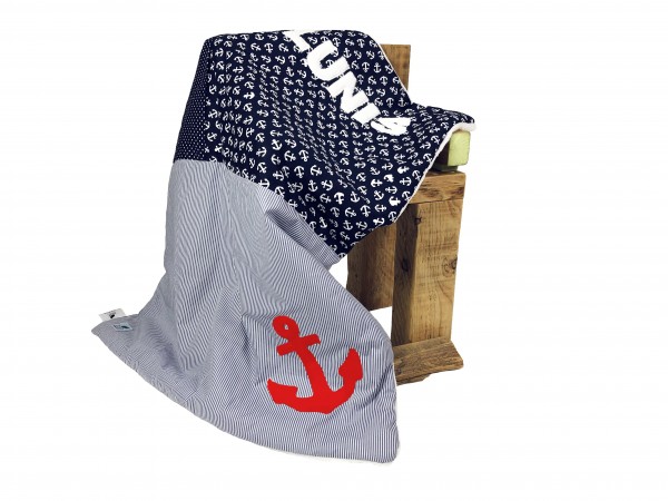 Babydecke Anker mit Namen