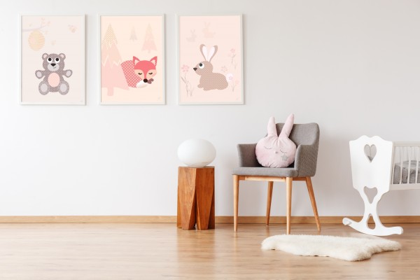 Download 3 Bilder für Kinderzimmer (Bär, Fuchs, Hase)